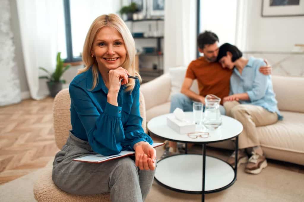 couples therapy hugging.